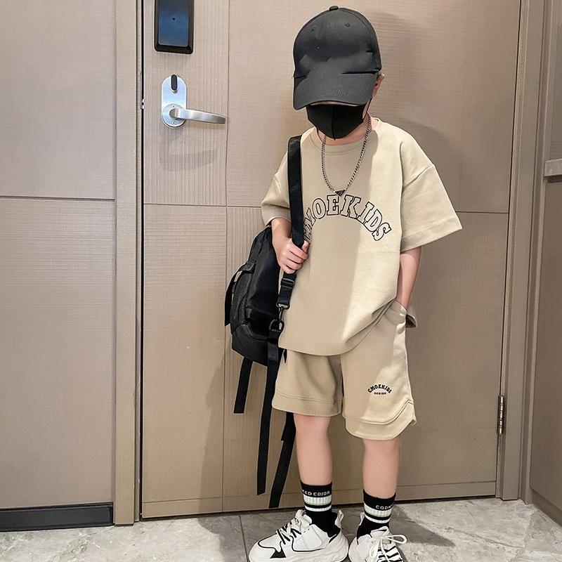 Summer Boys Sports Suit Cool Handsome Children's Suit Middle and Large Children Short-Sleeved T-Shirt Suit Children's Summer Clothing