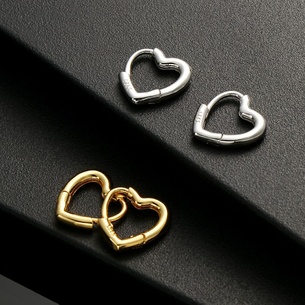 Fashion Jewelry Gift Heart Shaped S925 Studs Hoop Earrings Hypoallergenic