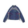Color Block Stand Collar Zip Long Sleeve Waterproof Jacket Men Jackets Dark-Blue DJ9743-414