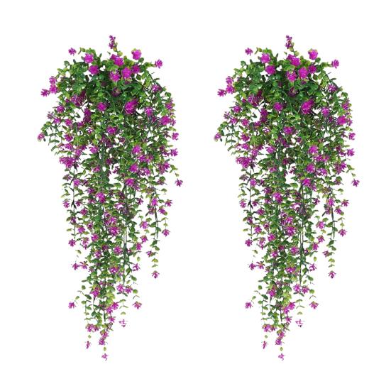 1/2Pcs Hanging Artificial Flower Vine UV Resistant Faux Drooping Floral Plants Plastic Ivy Home Wedding Indoor Outdoor Garden Yard Decoration Photo