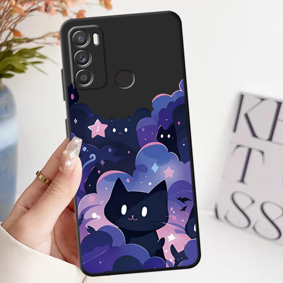 Case for Motorola Moto G71 G53 G30 G50 G22 Edge40 G51 G73 G52 Edge 20 Pro 30 Lite G60s G32 Phone Cover Black Cat Starry Night