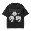 Chiikawas Metal Band Usagi T Shirts Hip Hop Washed Short Sleeve Street T-Shirt for Men Women Tops Streetwear Summer Tops Tees