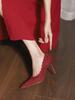 White High Heels Wedding Shoes Spring Pointed Toe Thin Heel Embroidered Lace Xiuhe Wedding Dress Bridal Shoes