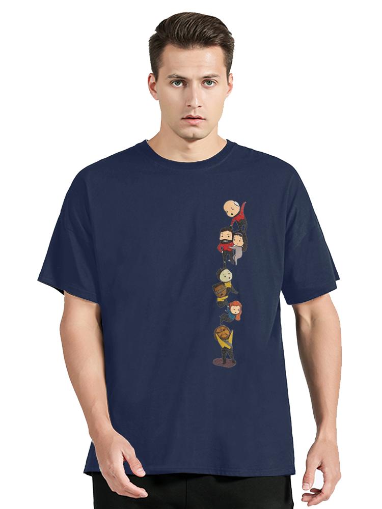 Lustiges TNG Crew Chibi Stil Grafikdruck T-Shirt Merch Vintage 100% Baumwoll-T-Shirt Star Treks The Next Generation T-Shirt