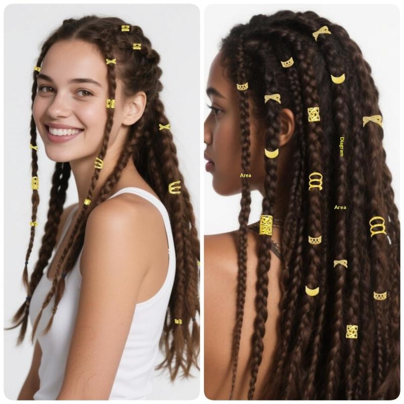 Dreadlock Accessories Bulk Set Alloy Spiral Braid Clips Gold Silver Colors Diy Festival Party Hair Jewelry Unisex Styling Kit