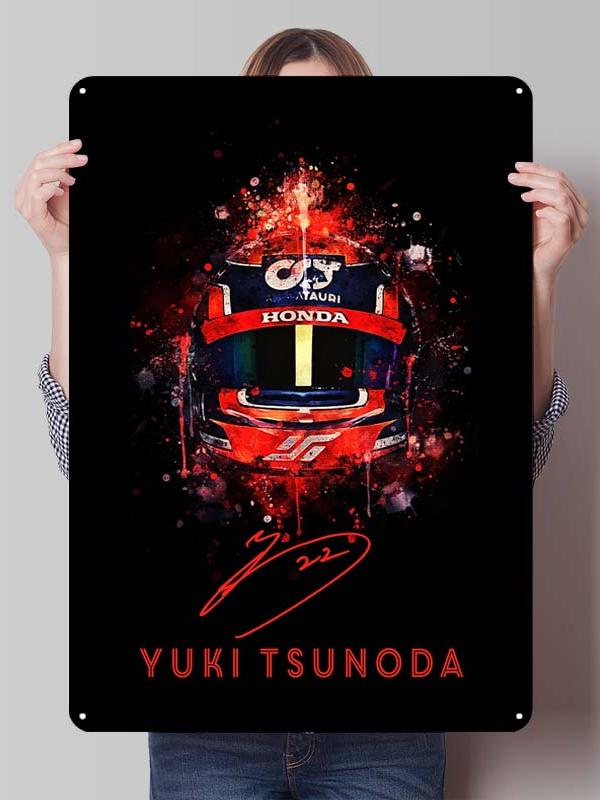 Yuki Tsunoda Racer Posters F1 Racing Metal Signs Decor for Room Decoration Custom Tin Plates for Wall Art Decoration Retro Home