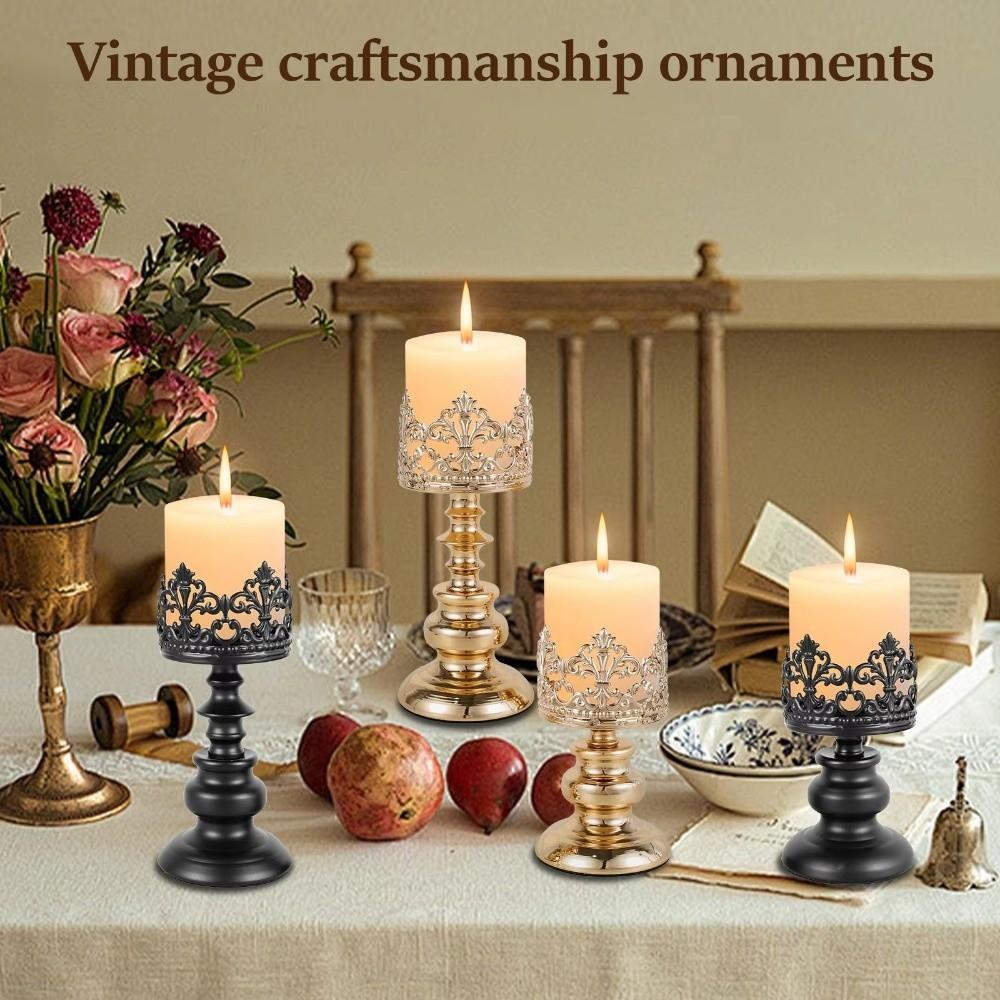 1PCS Metal and Iron Candlestick Holder with Openwork Pattern Candle Stand Europe Wedding