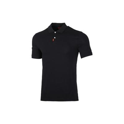Camiseta tipo polo de manga corta de color liso para hombre Tops Negro BV0481-010