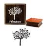 Printtoo Craft Textile Tree Pattern Square Block Brown Wooden Rubber DIY Stamp-2 X 2