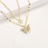 Sweet Niche Double-Layer Butterfly Necklace Japanese And Korean Temperament Light Luxury High-End Super Fairy Collarbone Chain Pendant