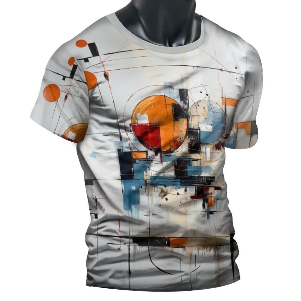 Abstract Lines 3D Print Men's T-Shirt Summer Oversized Casual Short Sleeve T-Shirts Fashion Harajuku Streetwear O-Neck Tops