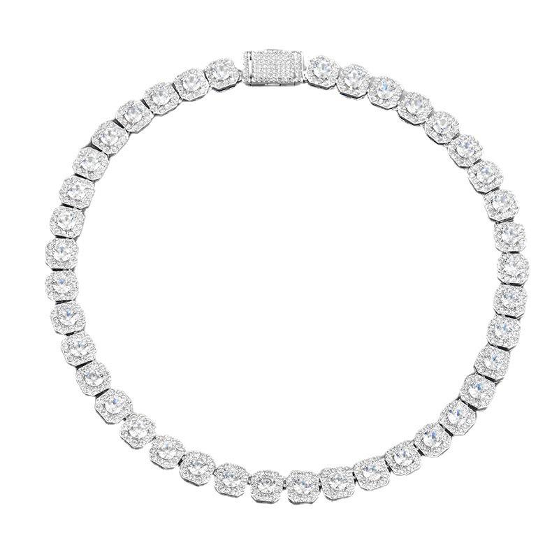 11mm Vierkante Zirkonia Rock Candy Diamant Cubaanse Ketting Sieraden