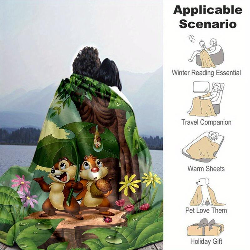 1pc, Disney Chip & Dale Throw Blanket Animal Decorative Blankets for Couch, Bed, Car, Travel, Camping, Gifts, Room, Living Room, Outdoor