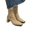 Fashion Ankle Boots Women Suede High Heels Shoes Elegant 2025 New Party Brand Woman Snow Boots Sexy Chunky Chelsea Pumps Woman Botas