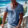 Summer Men's T-shirt V-neck Solid Color Plus Size Casual T-shirt Short Sleeve Men's Clothing