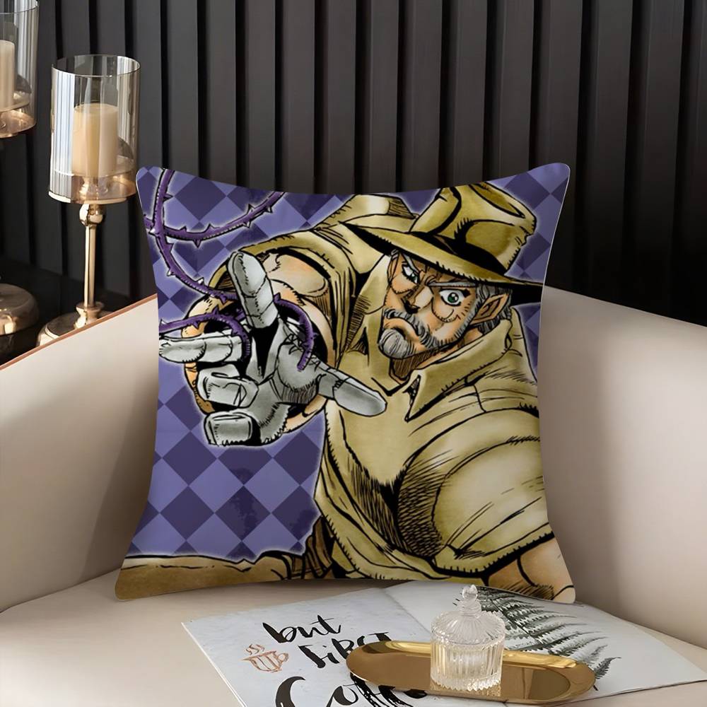 J-Jojo B-Bizarre Adventure Pillow Case Home Dorm Chair Back Short Plush Double-Sided Printing Office Nap Time Cushion Cover
