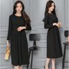 Women's Solid Color Long Sleeve Slim Fit Hepburn Style Midi Dress A Line Party Casual Dress