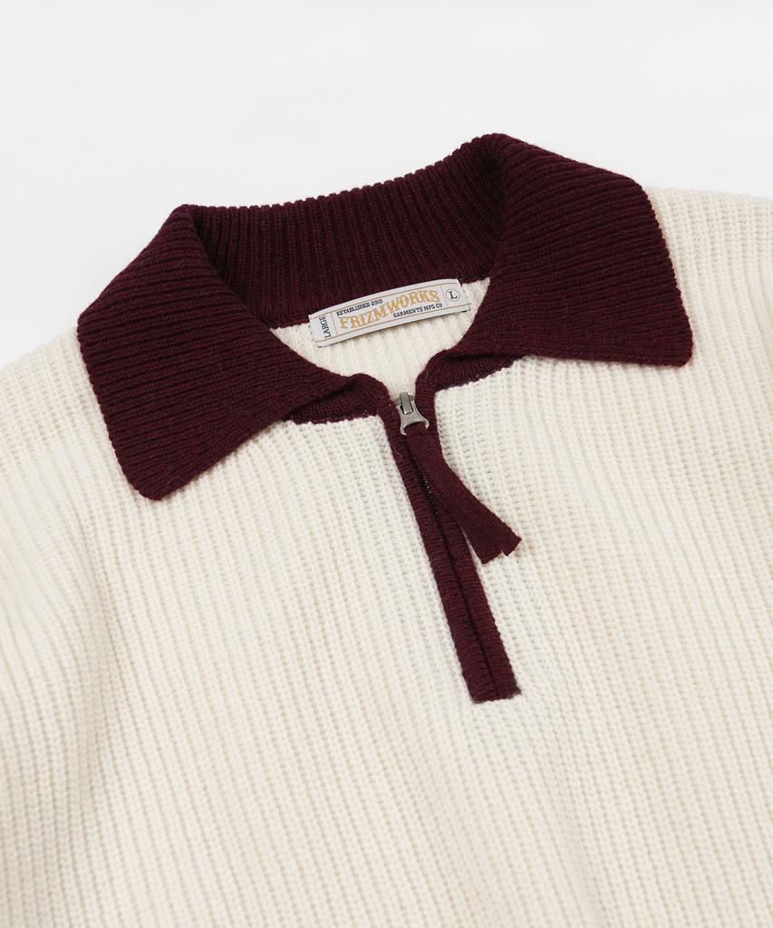 FRIZMWORKS Contrast Collar Half Zip Knit _ Cream