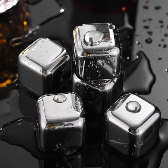 8 Stück Eiswürfel mit Edelstahlzange, Aufbewahrungsbox für Whisky-Steine, wiederverwendbare Kühlsteine ​​für Getränke, lebensmittelechte Metallwürfel