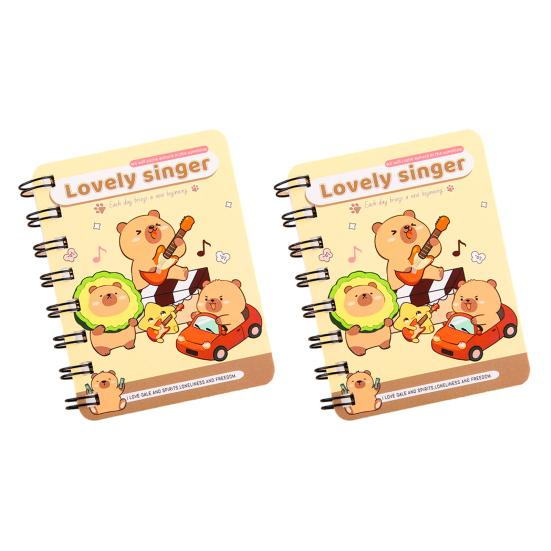2Pcs Capybara Mini Spiral Notebooks A7 3.2 X 4.1 Inch Notebooks 80 Blank Pages Journal Portable Cute Memo Pads for School Kids Students Gifts