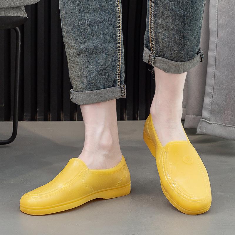 Men's Yellow Waterproof Non-Slip Rain Boots: Thickened Construction Site Workwear