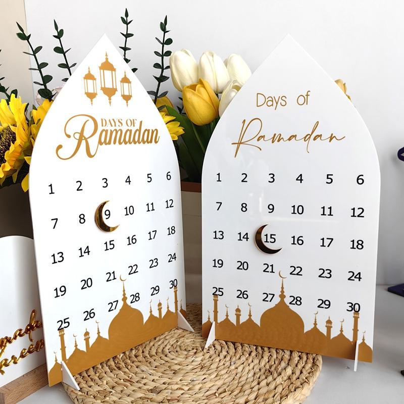 Acrylic Ramadan Calendar Middle Eastern Countdown Calendar For Eid Mubarak Table Ornament Muslim Ramadan Party Gift