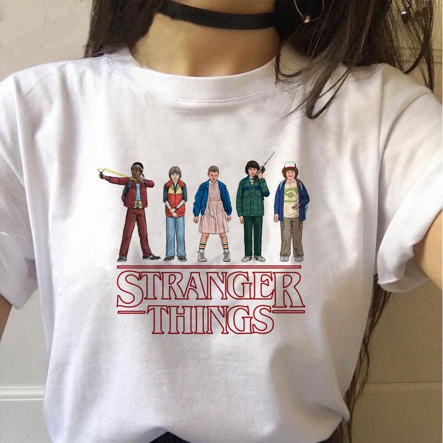 Stranger Things T-shirt för Män och Kvinnor Rund Hals Kort Ärm Mjuk Andningsbar Bekväm Bomulls-T-shirt