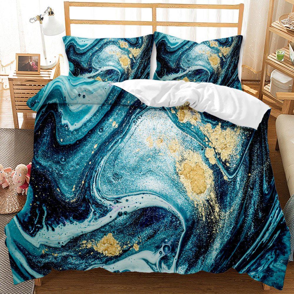 Grey Purple Marble Bedding Set Art 3d Duvet Cover Sets Comforter Bed Linen Twin Queen King Single Size Room Decor Kids Adult