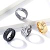 A Niche Handmade Pounding Patterned Moon Pit Titanium Steel Ring Without Gender