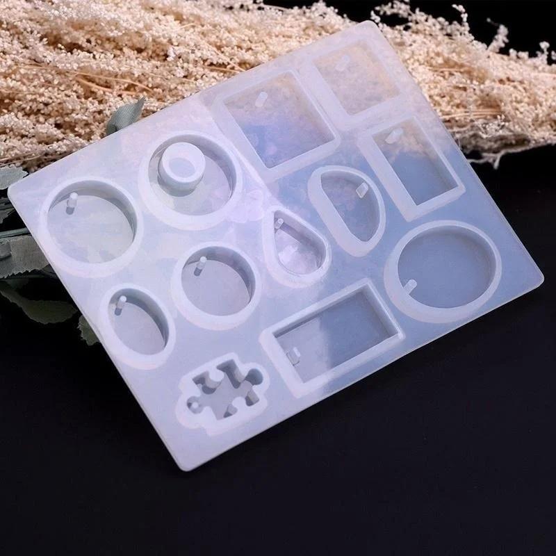 12 Designs Cabochon Silicone Mold Necklace Pendant Resin Jewelry Making Mould DIY Hand Craft