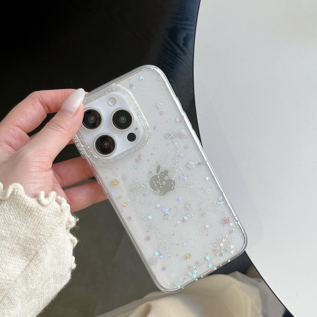 Sternen-Glitzer-Pegasus-Muster mit Engelsflügel-Anhänger Traumhaftes Handyhülle für iPhone 17 16 15 14 11 12 13 Pro Max Plus Rückseite