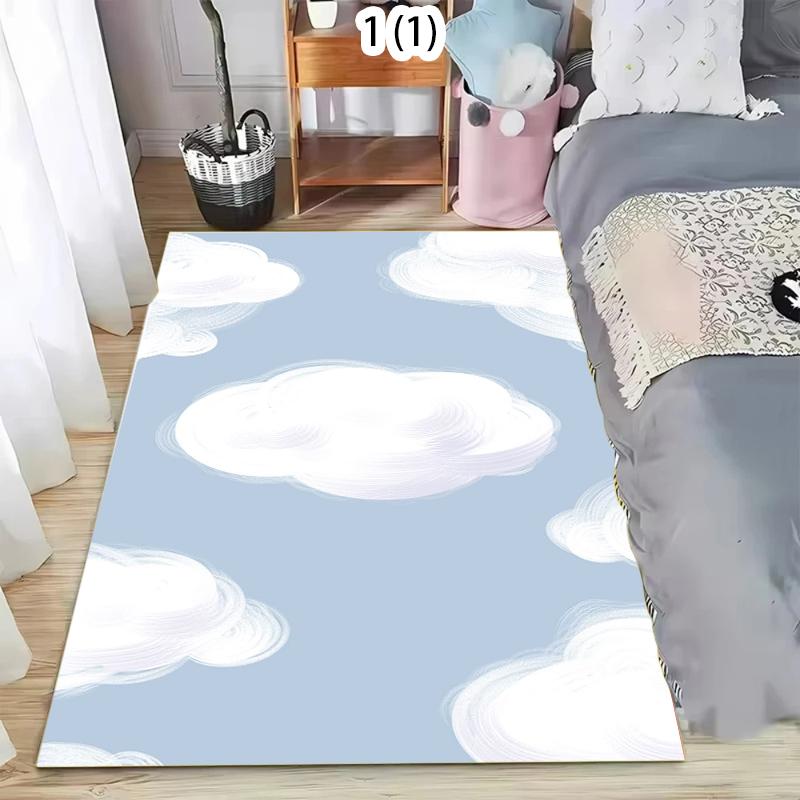 Minimalist Blue Sky and White Cloud Printed Floor Mat Children's Bedroom Decorative Door Mat Nordic Style Entrance Anti Slip Rug