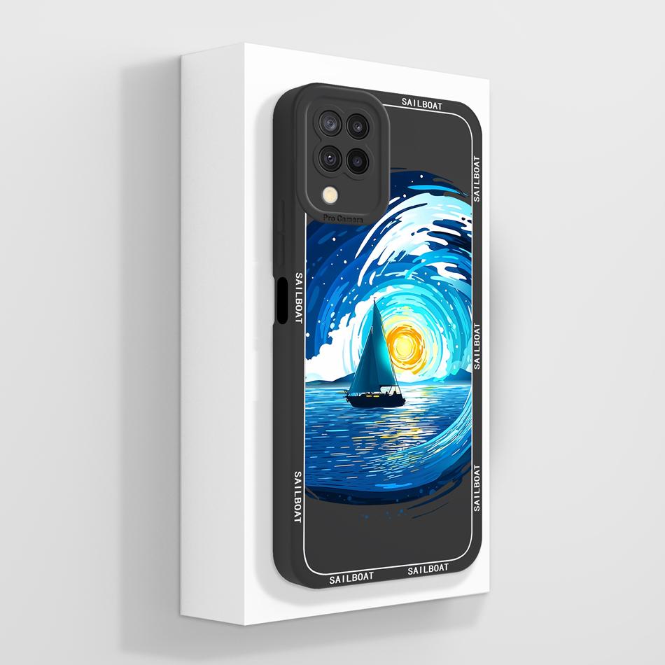 Für Samsung Galaxy A12 M12 F12 Hülle Hübscher Schmetterling Vollständige Abdeckung Handyhülle Anti-Rutsch Weiche Glatte Flüssigsilikon Hülle