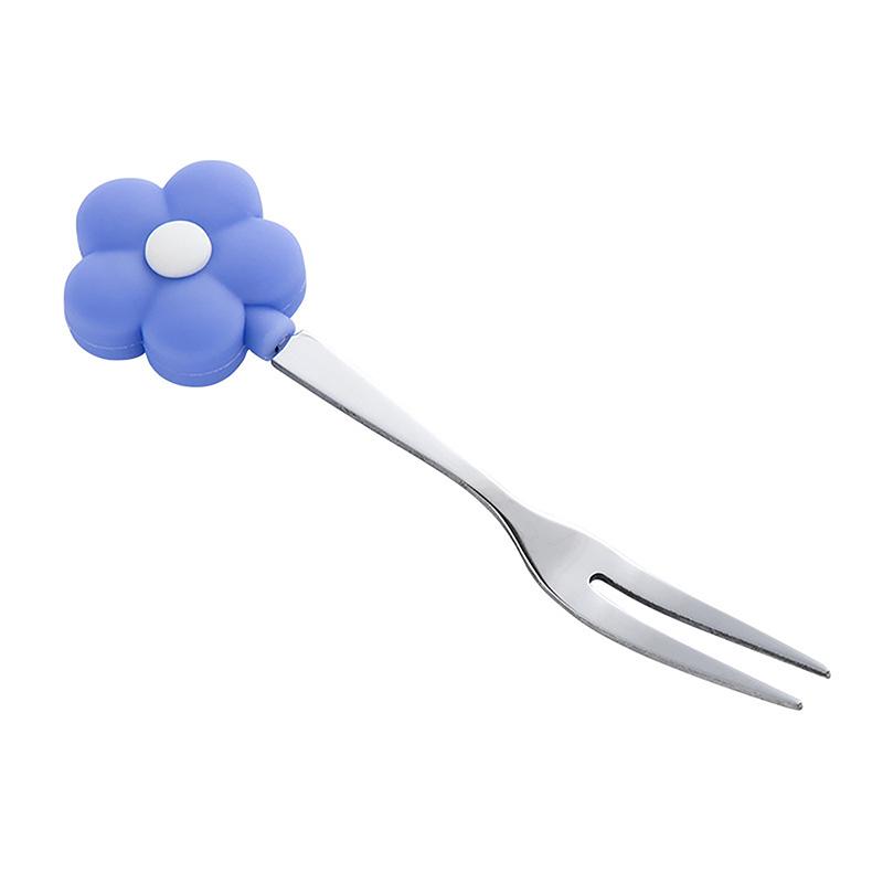 Furculiță cu fructe din oțel inoxidabil pentru prăjitură Desert Mini furculițe pentru salată încântătoare Flori de desene animate Fructe pentru copii Mâncare tacâmuri Instrument de bucătărie