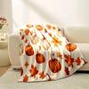 1pc Plush Flannel Blanket: Pumpkin Leaf Print (Autumn Colors), Soft Lightweight - Farmhouse Fall/Halloween/Thanksgiving Decor