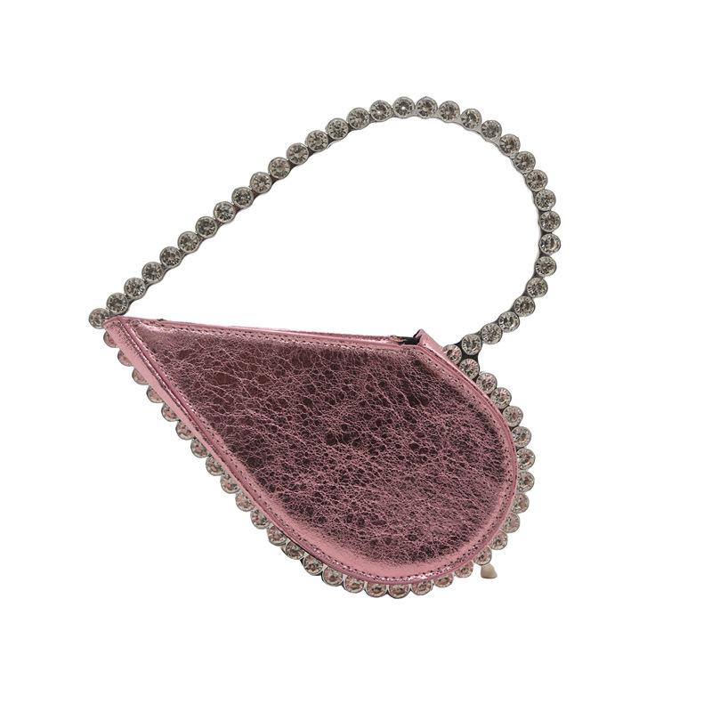 Trend and Beautiful 2025 Summer New Heart-shaped Personalized Fashion Diamond-encrusted Dinner Fashion Women's Hand Bag