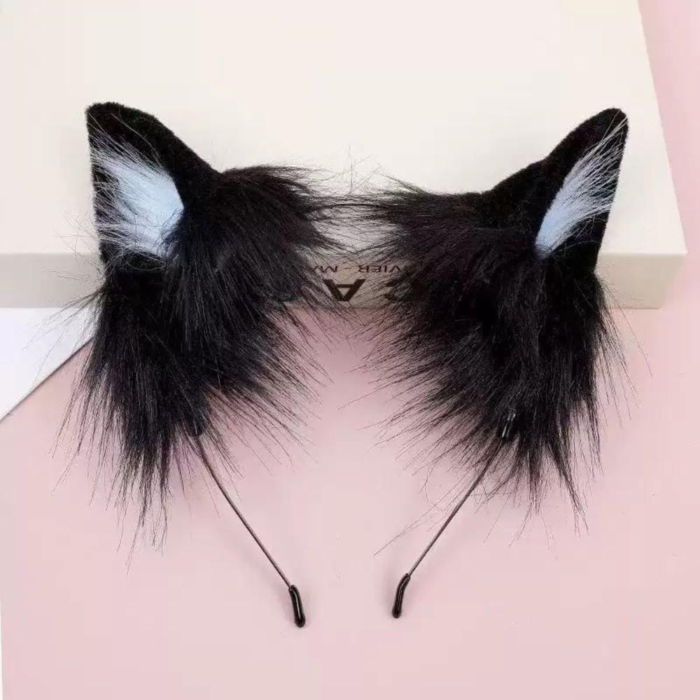 Fashion Lolita Cat Ears Headband JK Hair Hoop Plush Hair Band Hair Clip Animals Furry Cosplay Headwear Face Wash