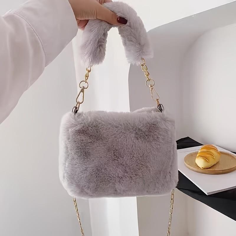 Gemütliche Plüsch-Handtasche Weiche Plüsch-Handtasche & Umhängetasche für Damen mit abnehmbarem Riemen | Gemütliche Umhängetasche, Geldbörse für Winter- & Freizeit-Outfits