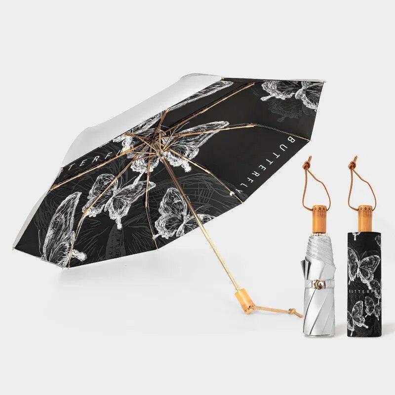 Luxury Leopard Titanium Double Sunscreen Umbrella Folding Retro Color Glue Summer Ladies Sunshade UV Protection Sun Umbrella