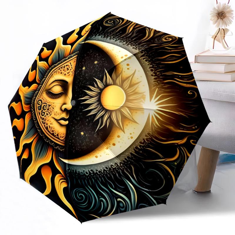 Astrological Horoscope Wheel Outdoor Automatic Umbrella Retractable Design with 8-Rib Durability Lightweight Perfect Gift for Friends Family