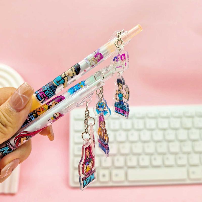 1/6/12Pcs KPop Demon Hunters Gel Pen Student Writinng Draw 0.5mm Pen Cartoon Acrylic Pendant Pen Stationery Chiristmas Gifts
