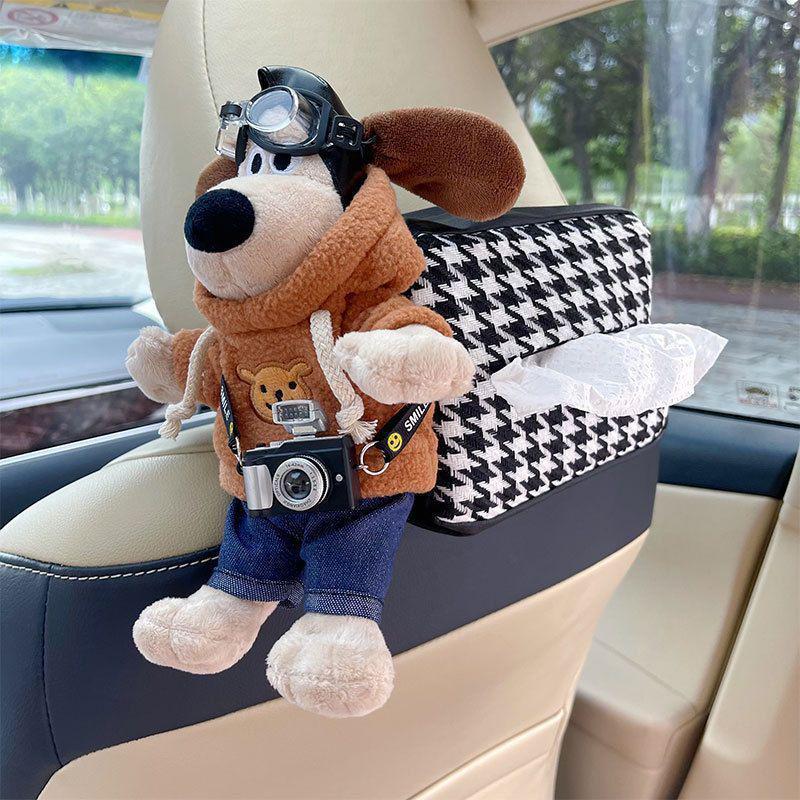 "Adorable Dog-Head Car Tissue Box for Interior Armrest"