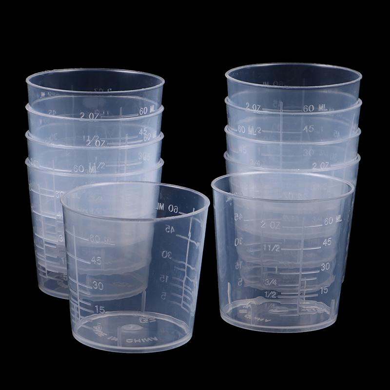 10 pezzi 60 ml di misurino graduato in plastica da laboratorio scala trasparente