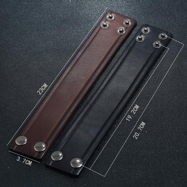 Men' Leather Bracelet with Metal Hook Black