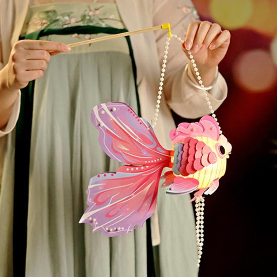 Lantern Material Kit DIY Goldfish Lantern Set Traditional Chinese Lantern for Mid-Autumn Spring Festivals
