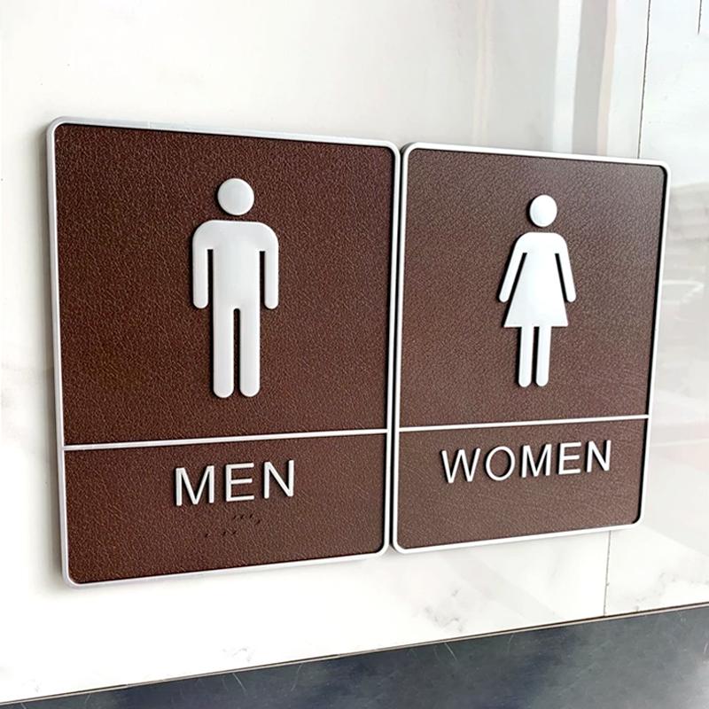 Bathroom Acrylic Mark Label Removable Self-Adhesive Toilet WC Sign Plate Wall Sticker Wash Room Door Wall Label DIY Decor