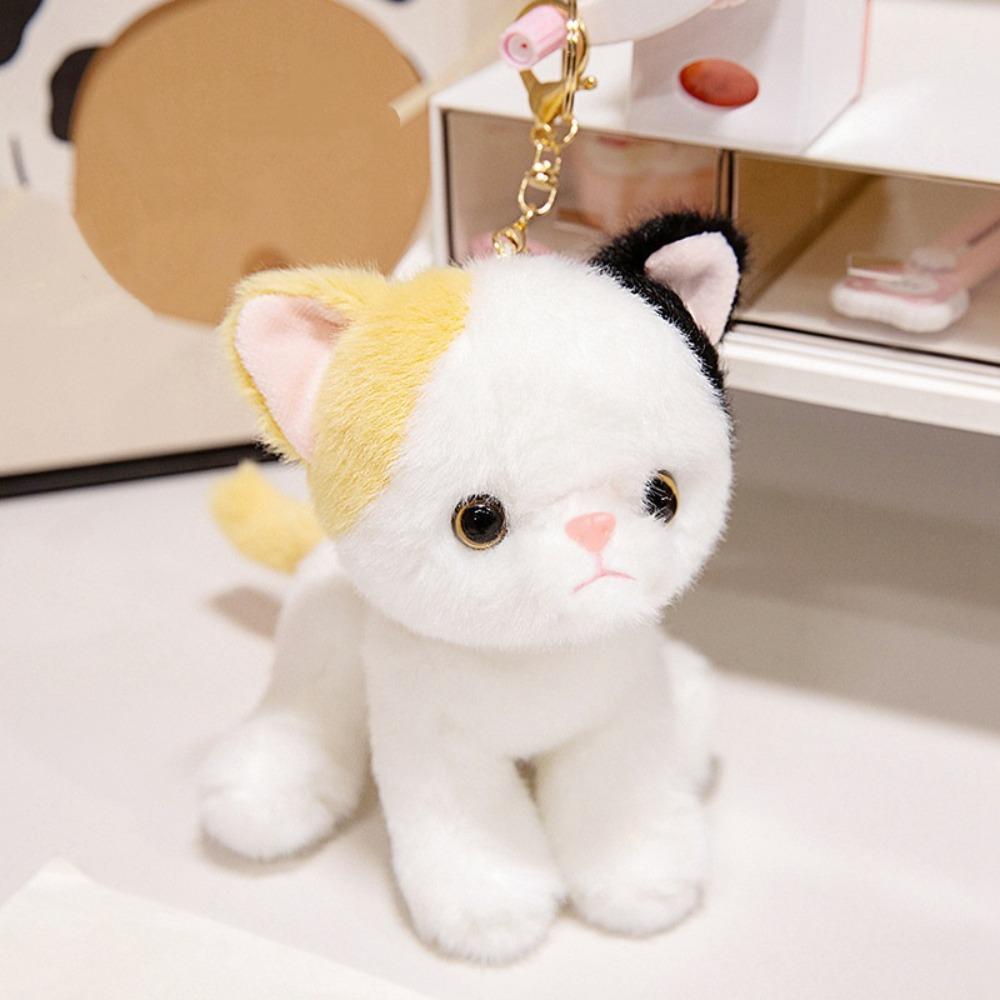 Soft Furry Kitten Plush Toy Stuffed Animal Stuffed Cat Keychain Simulated Cat Doll Girls Gift