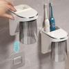 Toothbrush Storage Organizer Wall Mounted Toothbrush Holders for Shower No Punching Mouthwash Cup Dispenser Shower Accessories