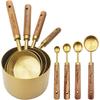 8-Piece Measuring Cup and Spoon Set with Wooden Handles Stainless Steel Measuring Cup Baking Tools Coffee Measuring Spoon Set