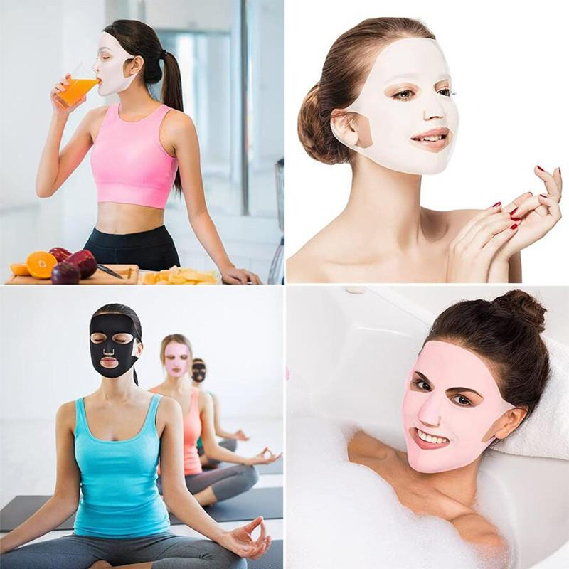 New Silicone Face Mask Cover Prevent Mask Essence Evaporation Speed Up The Absorption Moisturizing Facial Mask Cover Reusable Pink/White